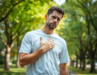 Мужчина держится за сердце из-за гипертонии