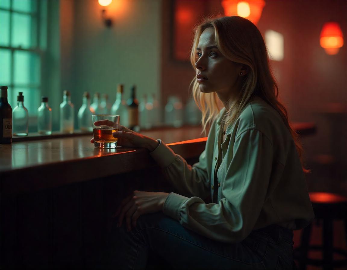 Женщина пьет алкоголь